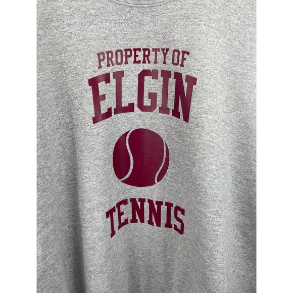 Property Of Elgin Tennis Vintage Gildan Gray Crewneck Sweatshirt Mens Size XL - Picture 3 of 6